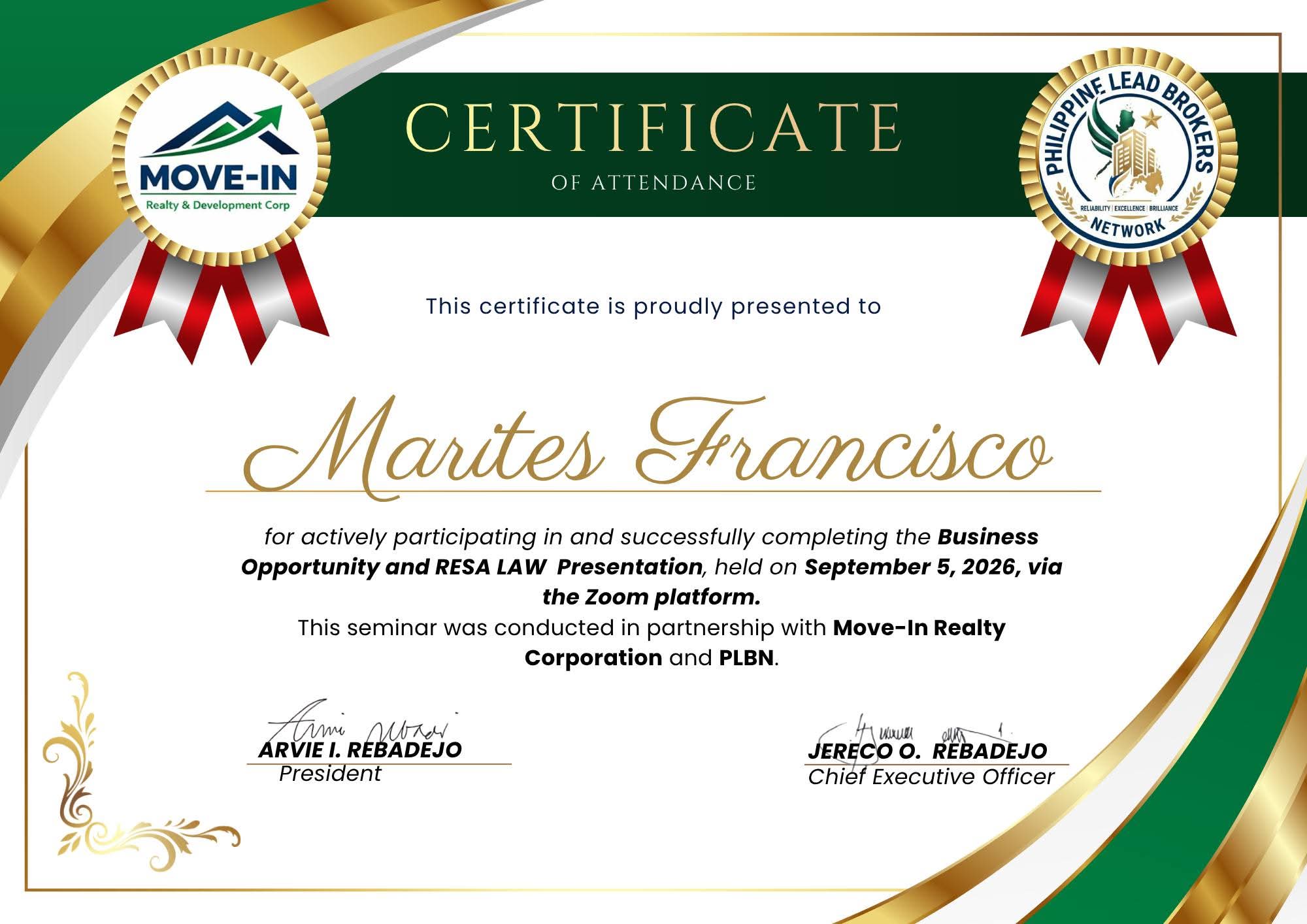 Business Opportunity & RESA LAW Presentation